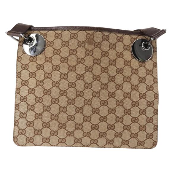 GUCCI GG Canvas Shoulder Bag Beige Silver - Picture 4 of 12